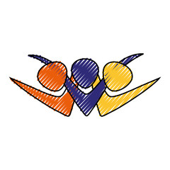 colored  pictogram people  doodle over white background vector illustration