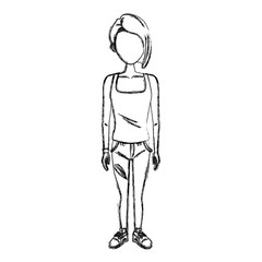 Young woman cartoon icon vector illustration graphic design