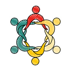 colored  pictogram people  doodle over white background vector illustration