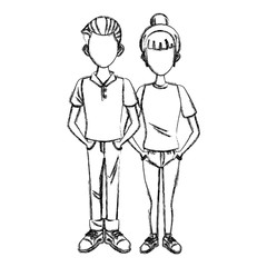 Young couple cartoon icon vector illustration graphic design