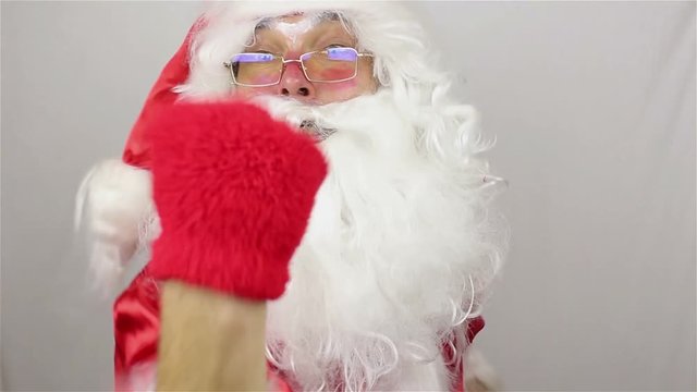 Santa gets angry and swings his fists