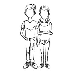 Fototapeta na wymiar Young couple cartoon icon vector illustration graphic design