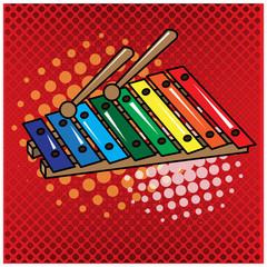 Isolated xylophone toy on a colored background, Vector illustration