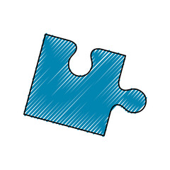 colored  puzzle piece doodle  over white  background vector illustration
