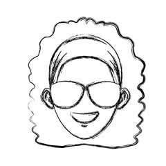 Young woman with sunglasses cartoon icon vector illustration graphic design