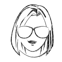 Young woman with sunglasses cartoon icon vector illustration graphic design