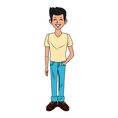 Young man cartoon icon vector illustration graphic design