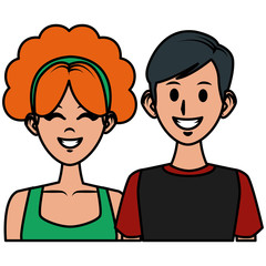 Young couple cartoon icon vector illustration graphic design