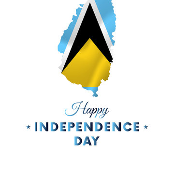 Saint Lucia Independence day. Saint Lucia map. Vector illustration.