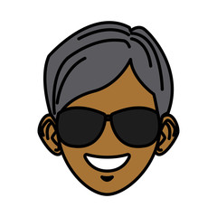 Young man with sunglasses cartoon icon vector illustration graphic design