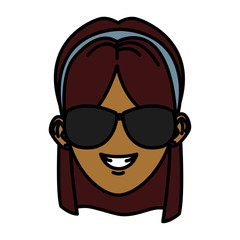 Young woman with sunglasses cartoon icon vector illustration graphic design