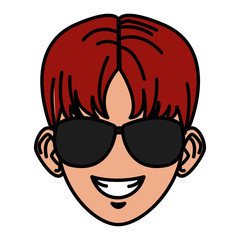 Young man with sunglasses cartoon icon vector illustration graphic design