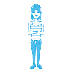 Fototapeta premium Young woman cartoon icon vector illustration graphic design