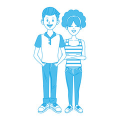 Young couple cartoon icon vector illustration graphic design