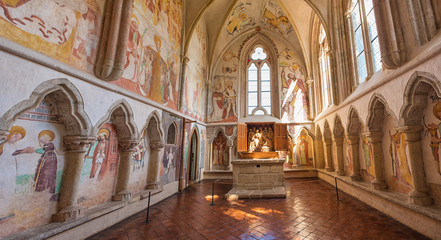 Fototapeta na wymiar Medieval chapel in the castle of Zvikov, Czech Republic 