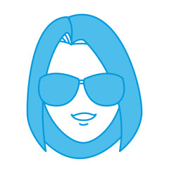 Young woman with sunglasses cartoon icon vector illustration graphic design