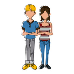 Young couple cartoon icon vector illustration graphic design