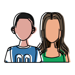 Young couple cartoon icon vector illustration graphic design