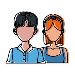 Fototapeta premium Young couple cartoon icon vector illustration graphic design