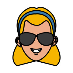 Young woman with sunglasses cartoon icon vector illustration graphic design