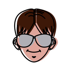 Young man with sunglasses cartoon icon vector illustration graphic design