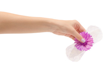 Female hand sanitary napkin a flower