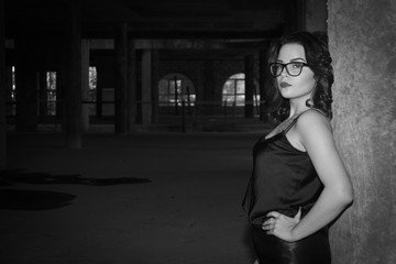 Fashionable girl on a city landscape