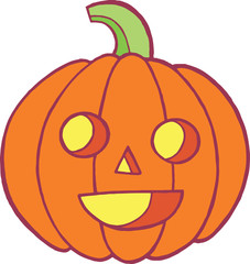 Colorful doodle sketch with pumpkin for halloween. Autumn cartoo