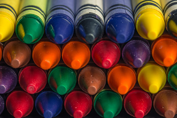 Many colorful crayons
