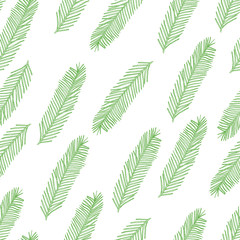 Seamless pattern with Christmas tree branch on white. Vector illustration