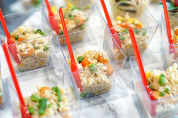 sausage fried rice in small cup