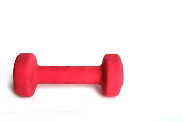 Pink gym weight on white background