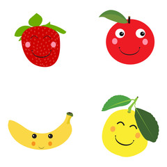 Set of fruits on a white background, Vector illustration