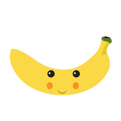 Fototapeta premium Isolated happy banana on a white background, Vector illustration