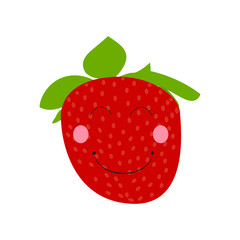 Isolated happy strawberry on a white background, Vector illustration