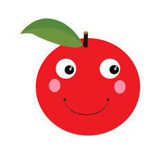 Isolated happy apple on a white background, Vector illustration