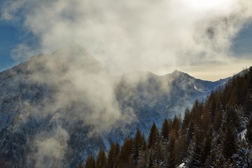 Skiing slopes from the top