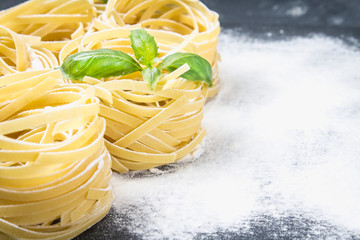 Tasty Fresh Colorful Ingredients for Cooking Pasta Tagliatelle