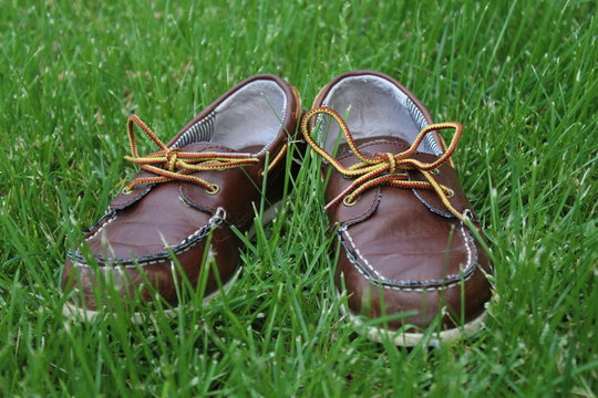 Brown Child Shoes in Grass