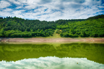 Uvac, Serbia august 03,2017: Rocky landscape of river Uvac gorge at sunny summer 