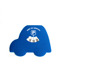 Blue parking disc car silhouette