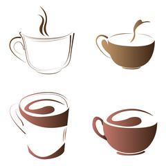 Set of abstract coffee mug logos, Vector illustration