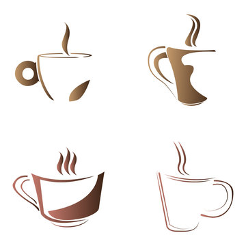 Set of abstract coffee mug logos, Vector illustration