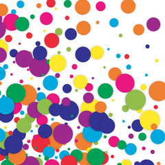 Polka dot colored confetti clip art. Vector texture background for wedding or party invitation, greeting card, tag, label.