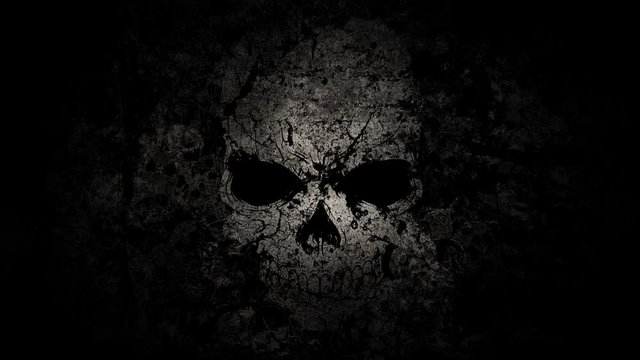 Sinister Decaying Spot Lit Skull Background Loop