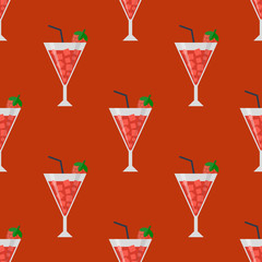 Alcohol drinks beverages cocktail seamless pattern lager container drunk daiquiri glasses vector illustration.