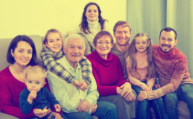 Family members making family photo