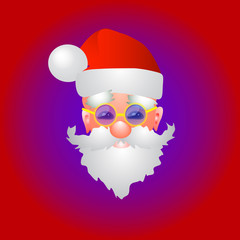 Red background with Santa Claus. Christmas holiday illustration.