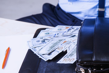 dollars in the bag as a symbol of economic growth and success