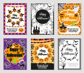 Halloween set of trendy posters.Happy Halloween collection of templates for your design of the invitation, greeting card, flyer. Vector illustration